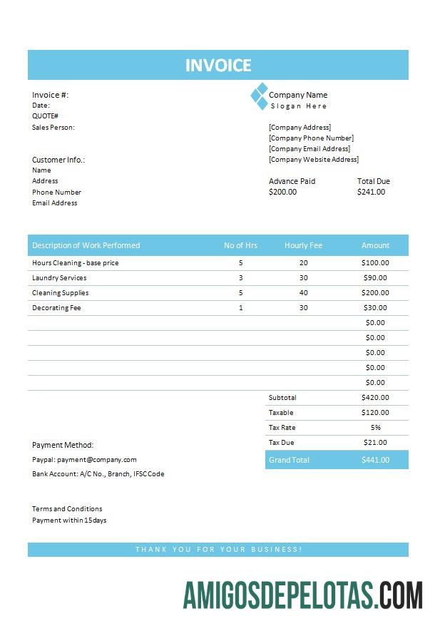 realista Modelo de fatura de faz-tudo